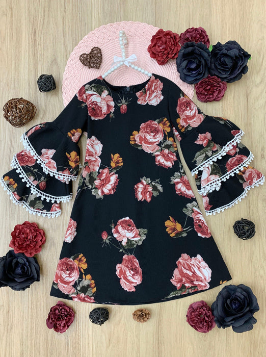 Mia Belle Girls Dark and Lovely Tiered Sleeve Floral Miya Dress