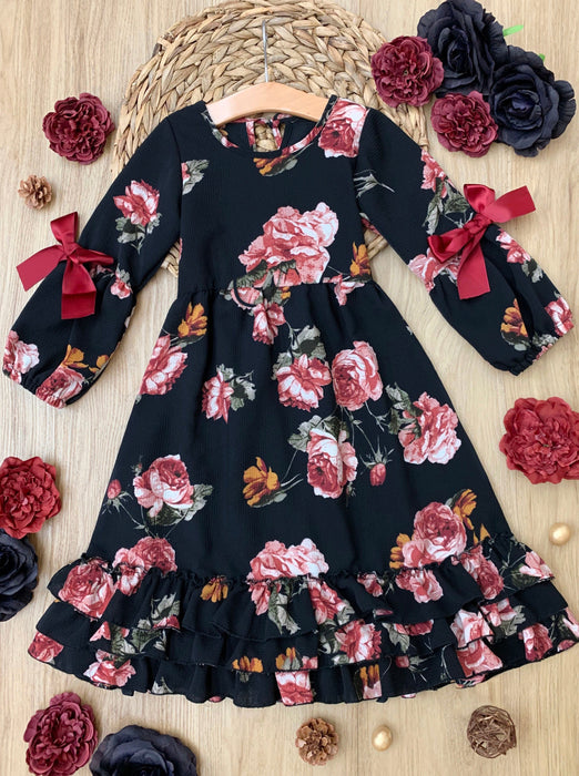 Mia Belle Girls Romantic Rose Floral Cloda Dress