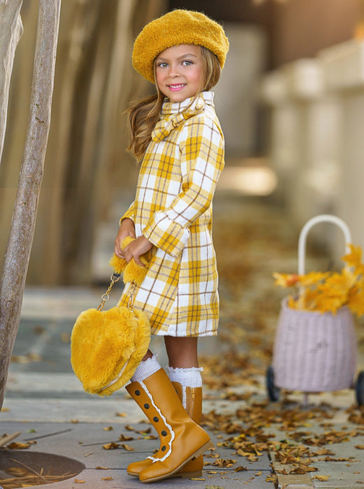 Mia Belle Girls Golden Girl Marigold Flannel Dress