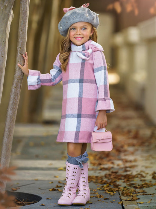 Mia Belle Girls Fall In Love Pink Plaid Flannel Dress