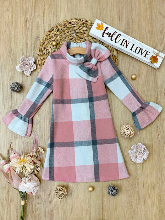 Mia Belle Girls Fall In Love Pink Plaid Flannel Dress