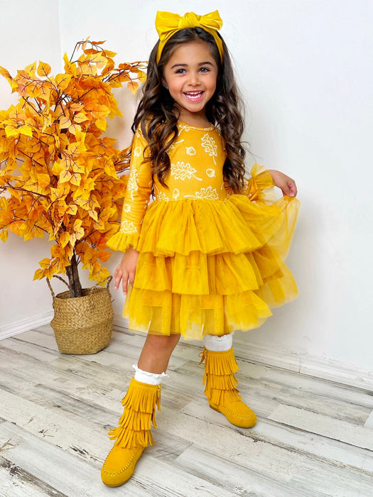 Mia Belle Girls Picture Perfect Falling Leaves Tutu Dress