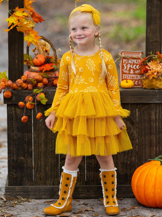 Mia Belle Girls Picture Perfect Falling Leaves Tutu Dress