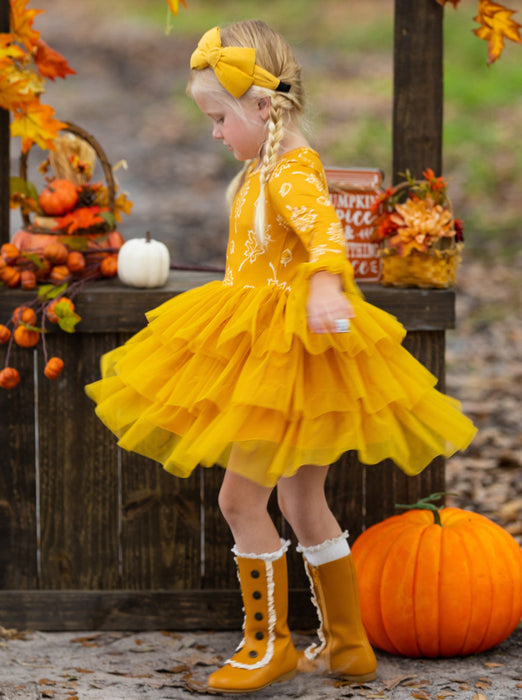 Mia Belle Girls Picture Perfect Falling Leaves Tutu Dress