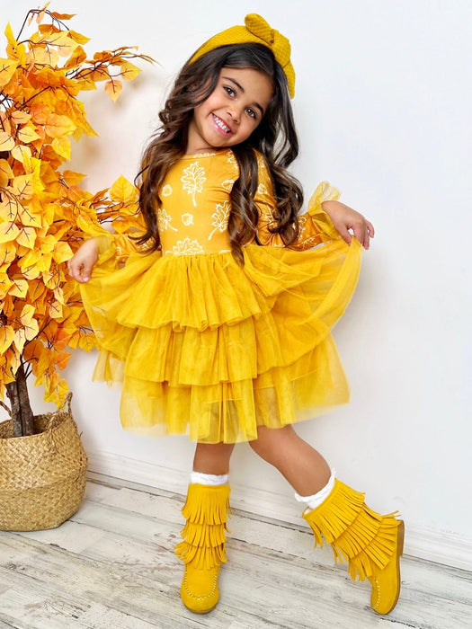 Mia Belle Girls Picture Perfect Falling Leaves Tutu Dress