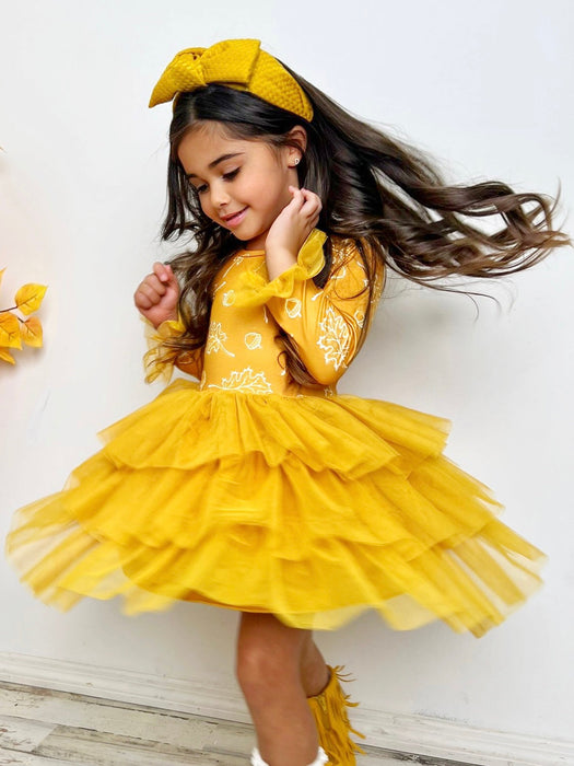Mia Belle Girls Picture Perfect Falling Leaves Tutu Dress