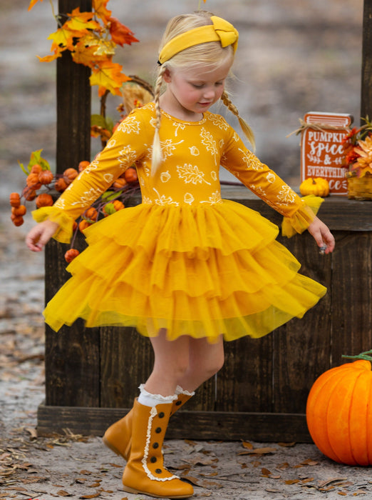 Mia Belle Girls Picture Perfect Falling Leaves Tutu Dress