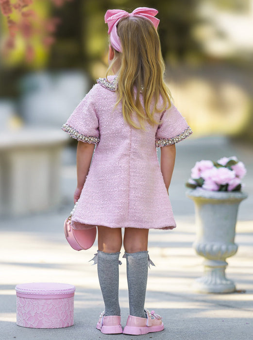 Mia Belle Girls Prettiest Doll Pink Tweed Dress