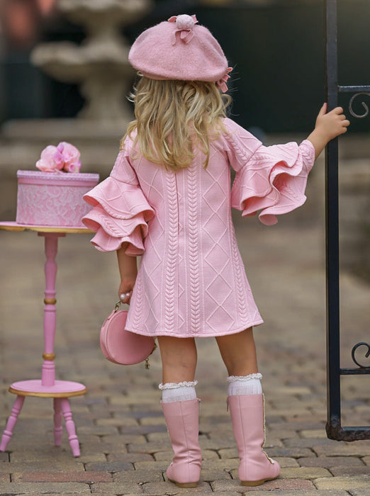 Mia Belle Girls Best Pick Pink Tiered Sleeve Dress