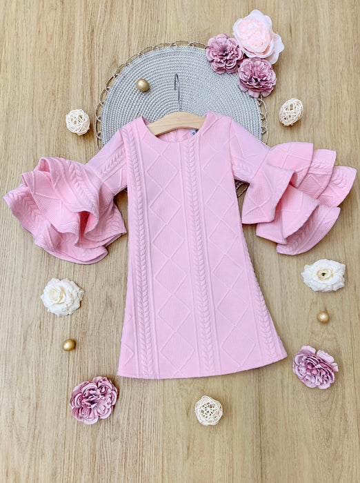 Mia Belle Girls Best Pick Pink Tiered Sleeve Dress