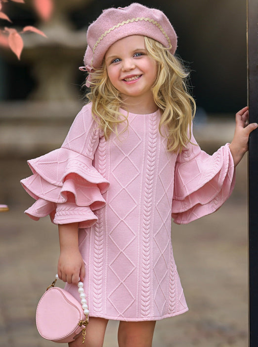 Mia Belle Girls Best Pick Pink Tiered Sleeve Dress