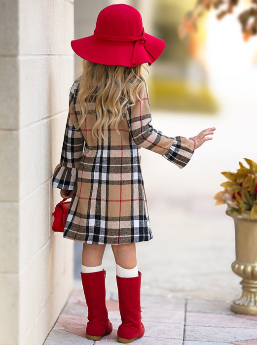 Mia Belle Girls Classic Plaid Long Sleeve Shift Dress