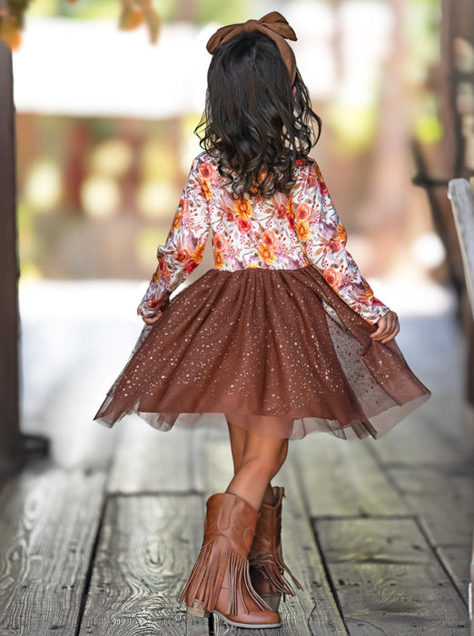 Mia Belle Girls Autumn Floral Tutu Dress