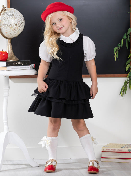Mia Belle Girls Black Tiered Girls Uniform Dress by Kids Couture