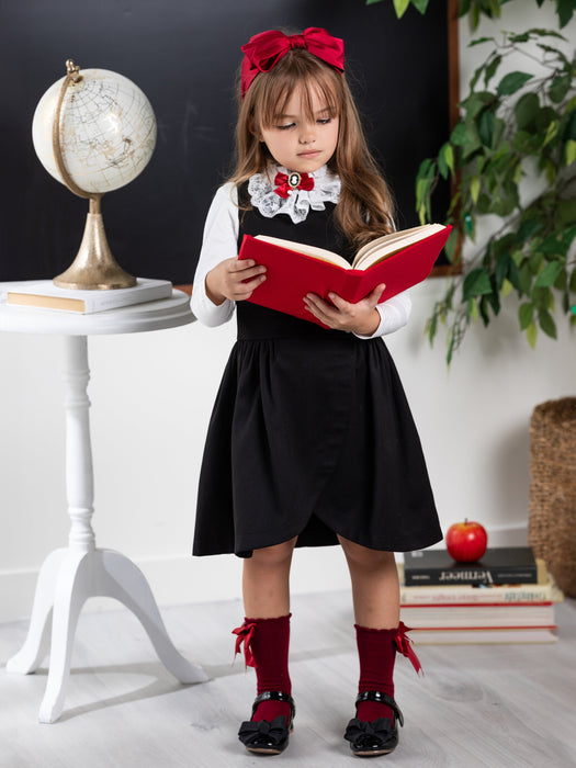 Mia Belle Girls Black Tulip Hem Girls Uniform Dress by Kids Couture