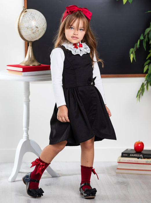 Mia Belle Girls Black Tulip Hem Girls Uniform Dress by Kids Couture