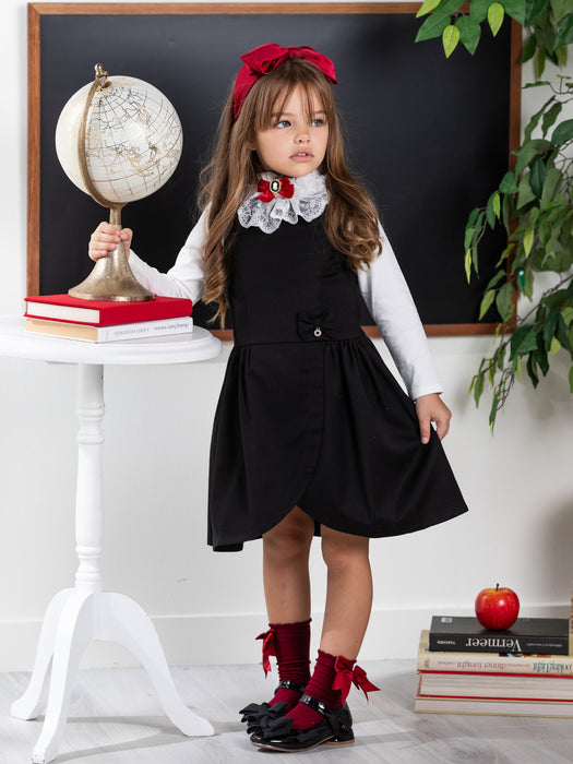 Mia Belle Girls Black Tulip Hem Girls Uniform Dress by Kids Couture