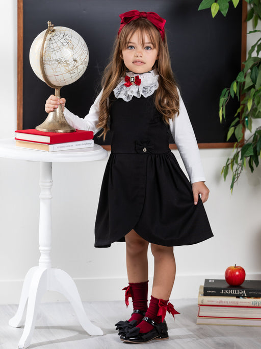 Mia Belle Girls Black Tulip Hem Girls Uniform Dress by Kids Couture