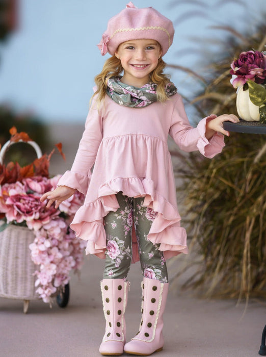 Mia Belle Girls Love You Bunches Tunic, Scarf And Legging Set