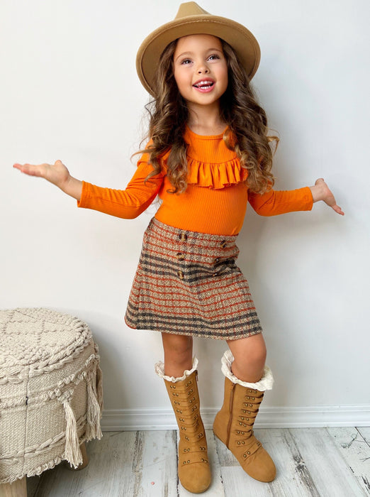 Mia Belle Girls Precious Pumpkin Top and Skirt Set
