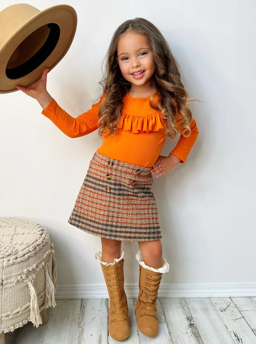 Mia Belle Girls Precious Pumpkin Top and Skirt Set