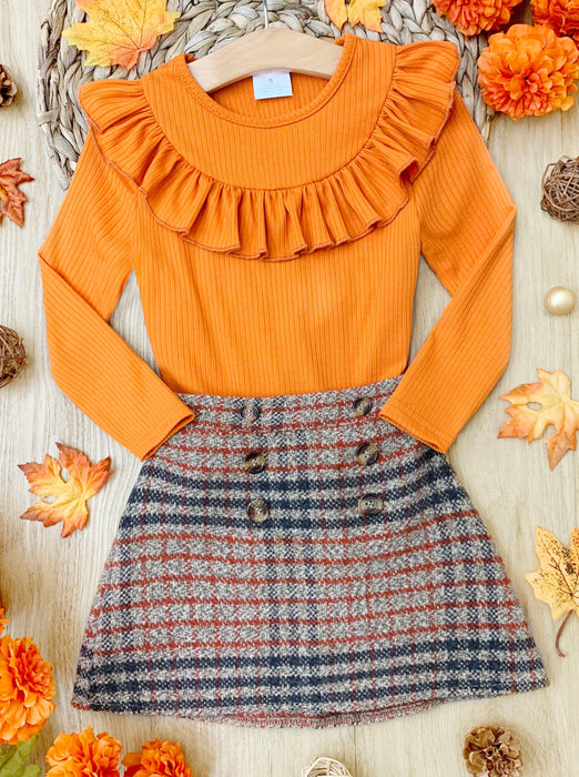 Mia Belle Girls Precious Pumpkin Top and Skirt Set
