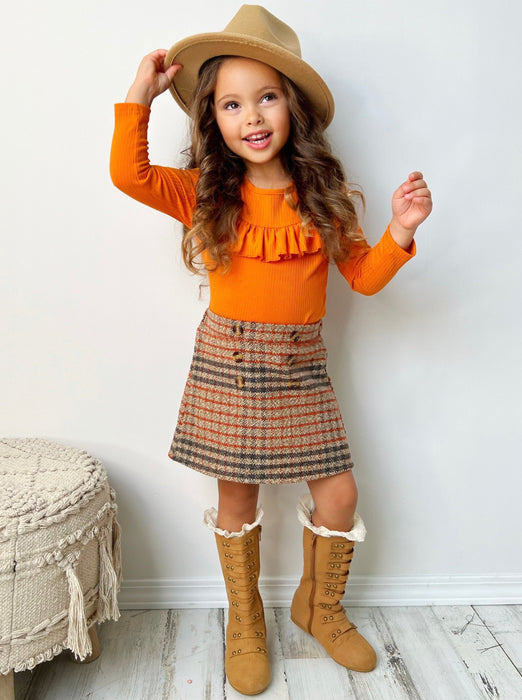 Mia Belle Girls Precious Pumpkin Top and Skirt Set