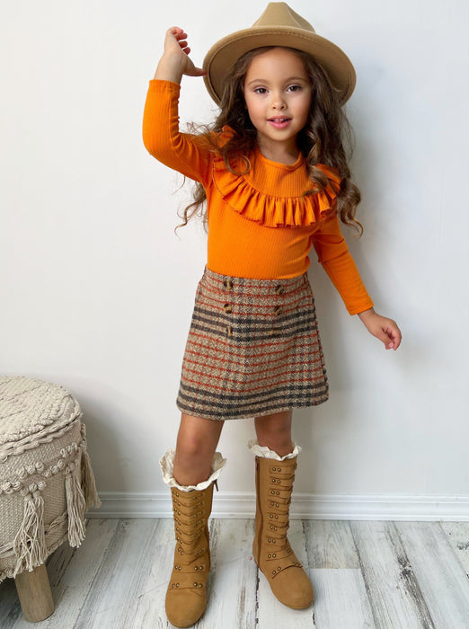 Mia Belle Girls Precious Pumpkin Top and Skirt Set