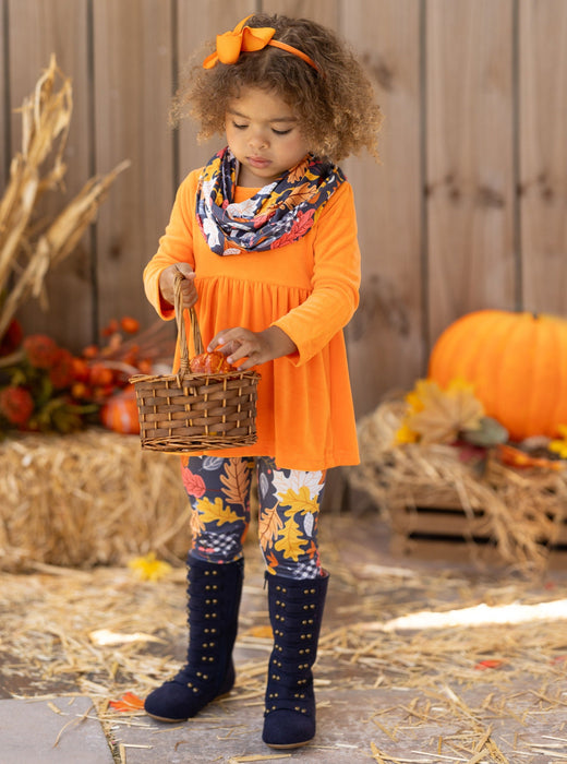 Mia Belle Girls Foliage Fresh Tunic, Scarf and Legging Set