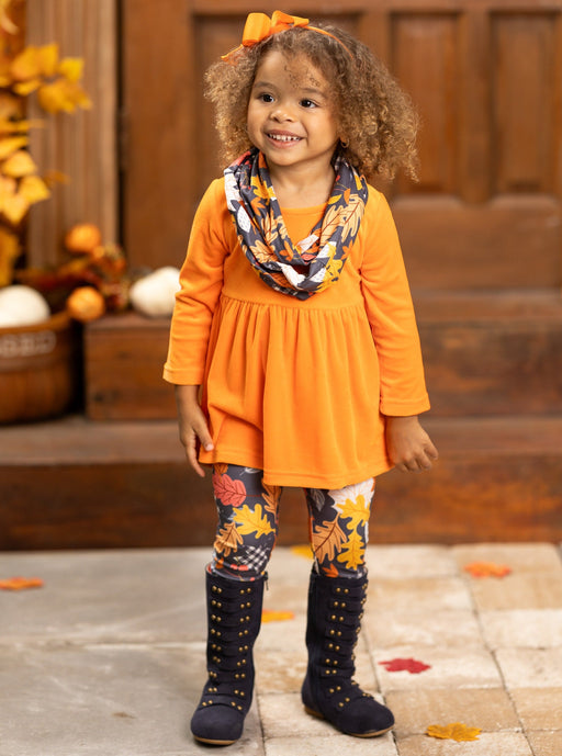 Mia Belle Girls Foliage Fresh Tunic, Scarf and Legging Set