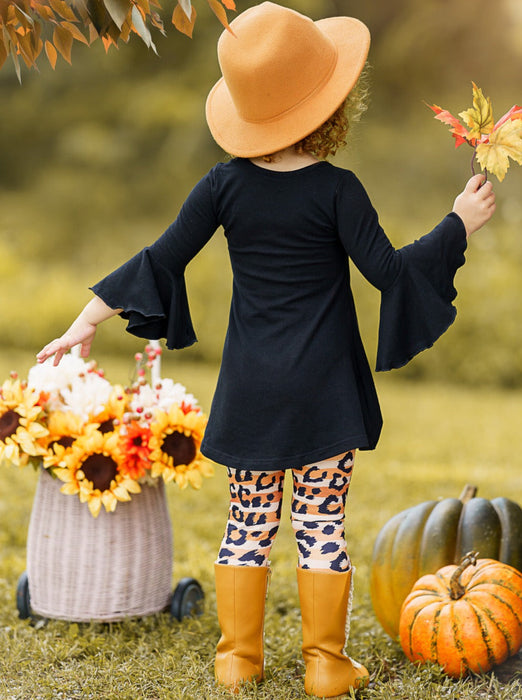 Mia Belle Girls Happy Fall Y'all Stripes and Leopard Print Legging Set