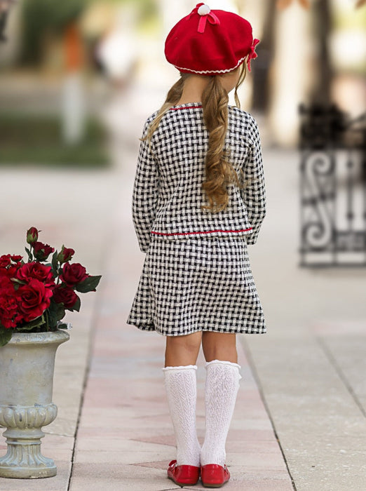Mia Belle Girls Attention Please Plaid Blazer and Pleated Skirt Set