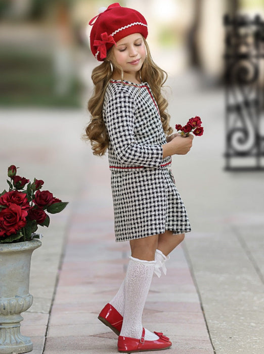 Mia Belle Girls Attention Please Plaid Blazer and Pleated Skirt Set