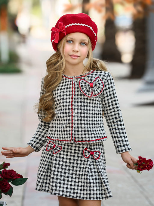 Mia Belle Girls Attention Please Plaid Blazer and Pleated Skirt Set