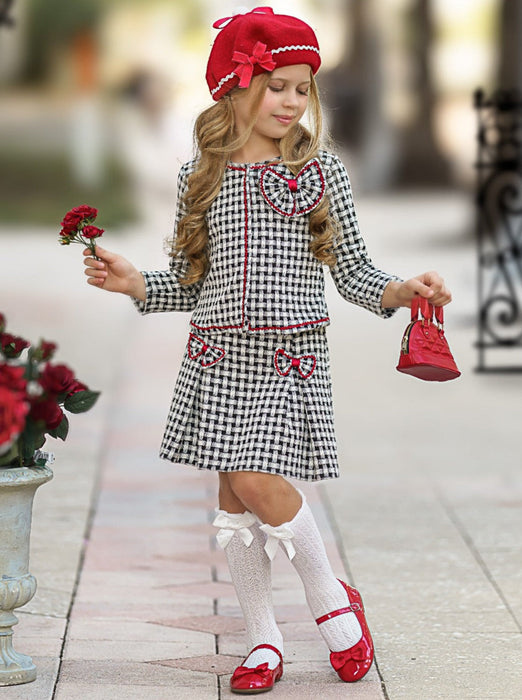 Mia Belle Girls Attention Please Plaid Blazer and Pleated Skirt Set