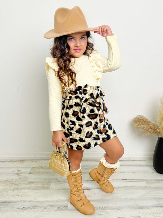 Mia Belle Girls Purrfectly Chic Top and Leopard Print Skirt Set