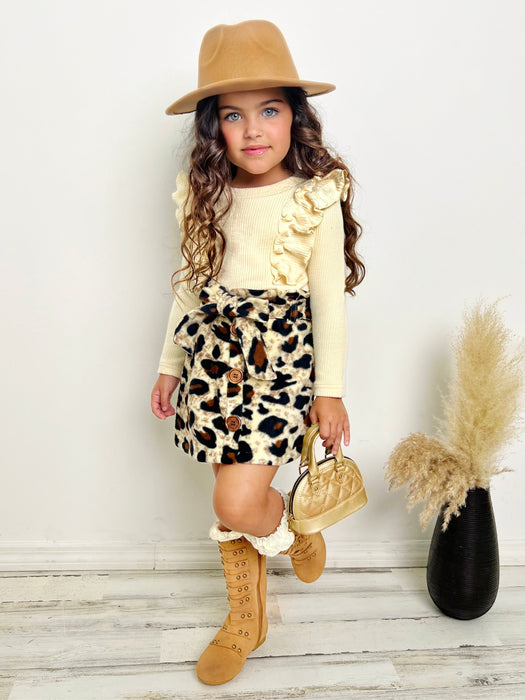 Mia Belle Girls Purrfectly Chic Top and Leopard Print Skirt Set