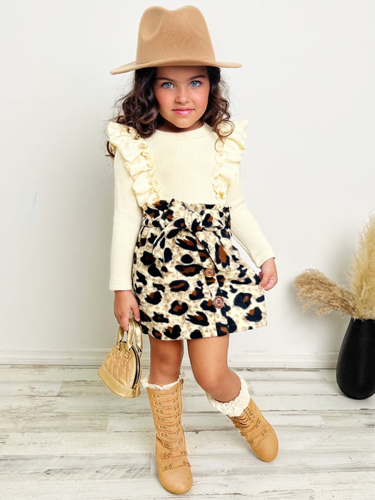 Mia Belle Girls Purrfectly Chic Top and Leopard Print Skirt Set