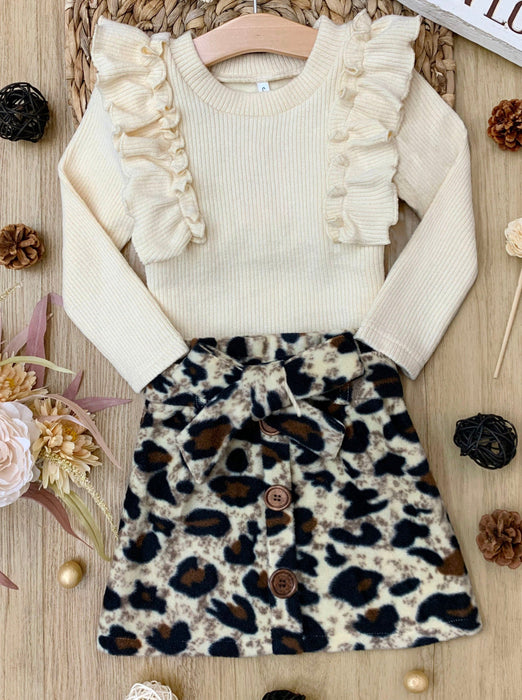 Mia Belle Girls Purrfectly Chic Top and Leopard Print Skirt Set