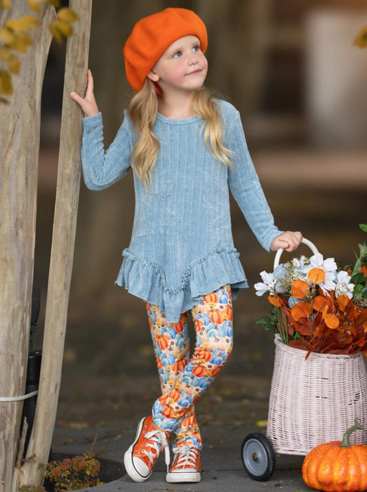 Mia Belle Girls Pumpkin Patch Ruffle Tunic and Legging Set