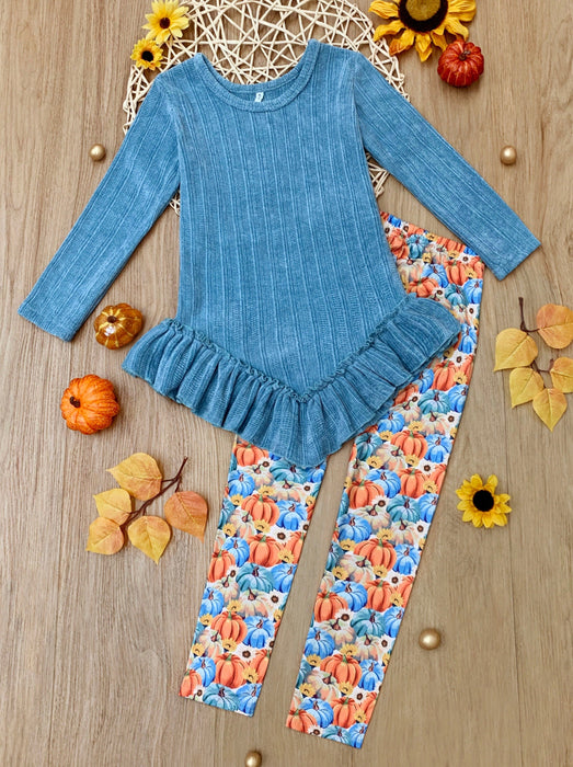 Mia Belle Girls Pumpkin Patch Ruffle Tunic and Legging Set