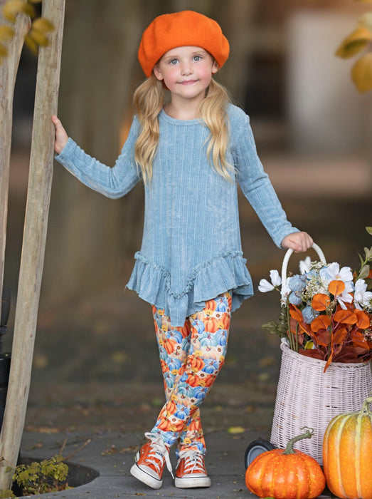 Mia Belle Girls Pumpkin Patch Ruffle Tunic and Legging Set