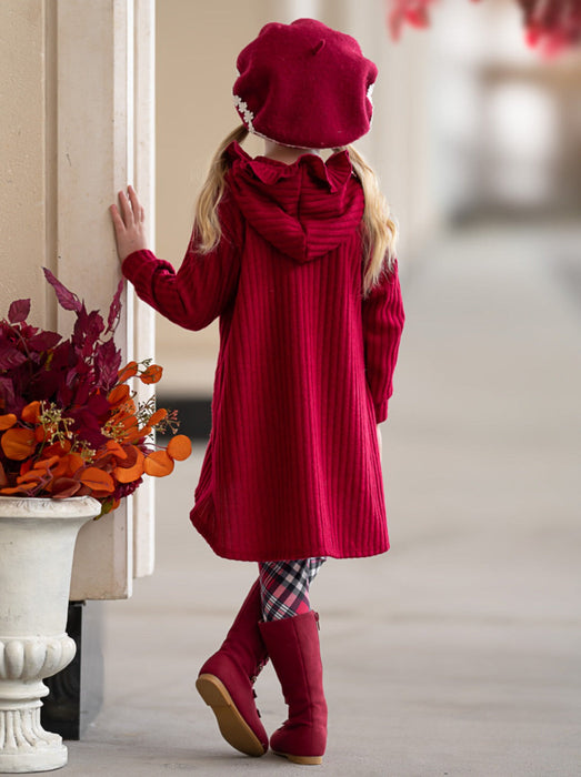 Mia Belle Girls Festive Plaid Girls Hooded Tunic and Legging Set