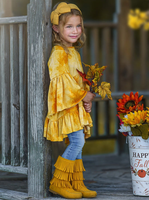 Mia Belle Girls Golden Zoe Boho Tie-Dye Tunic