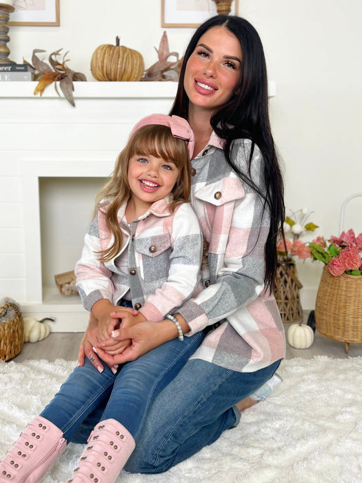 Mia Belle Girls Mommy and Me Cozy Plaid Flannel Shacket