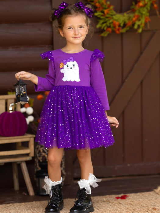 Mia Belle Girls Hey Boo Glitter Tutu Dress