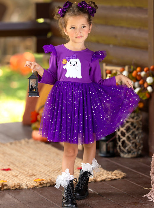 Mia Belle Girls Hey Boo Glitter Tutu Dress