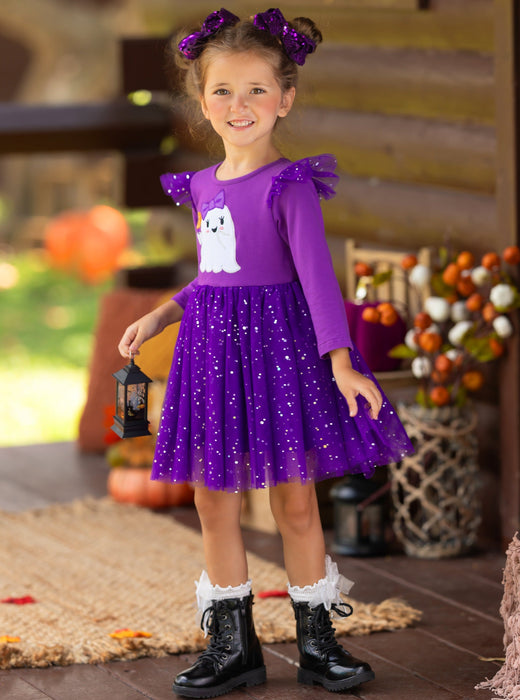 Mia Belle Girls Hey Boo Glitter Tutu Dress