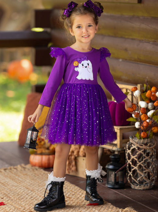 Mia Belle Girls Hey Boo Glitter Tutu Dress