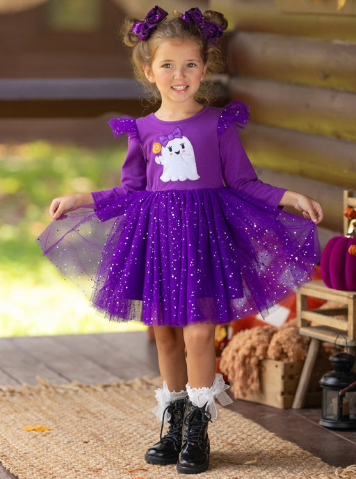 Mia Belle Girls Hey Boo Glitter Tutu Dress